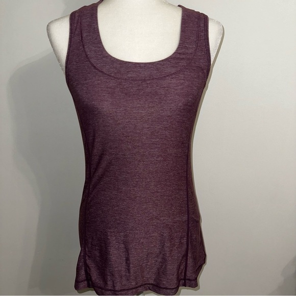 Lululemon Dash Tank Top Heathered Purple Size 8 Ruffle Back Sleeveless Stretch - Picture 1 of 7